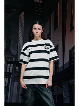 Bonkers Corner - White Caped Crusader Stripped T-shirt