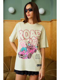 Bonkers Corner - Beige On The Go Oversized T-Shirt