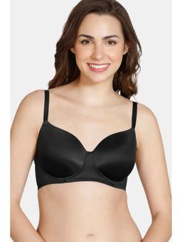 Zivame - Soft And Sheen Padded Non Wired 3/4Th Coverage T-Shirt Bra - Black