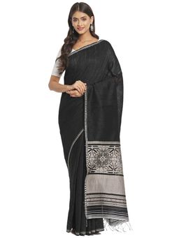 Fabindia - Black Printed Silk Sari