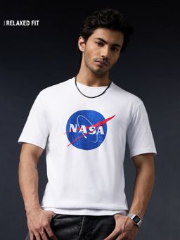 The Souled Store - Official Nasa: Logo Men Relaxed Fit T-Shirt