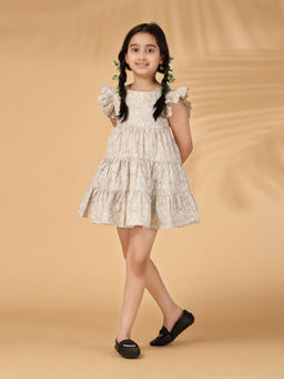 Cookie Pookie - Beige Printed Cap Regular Dress