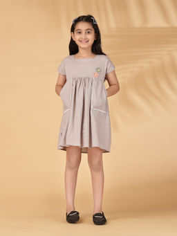 Cookie Pookie - Grey Solid/Plain Half Sleeves Regular Dress