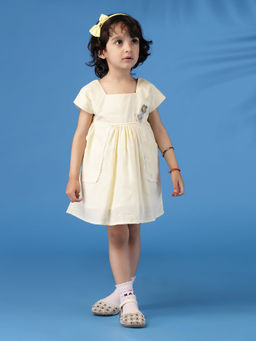 Cookie Pookie - Yellow Solid/Plain Half Sleeves Regular Dress