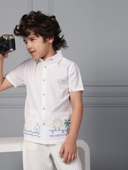 Cookie Pookie - White Embroidered Half Sleeves Regular Shirt