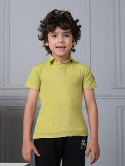 Cookie Pookie - Green Solid/Plain Half Sleeves Regular Polo T-Shirt