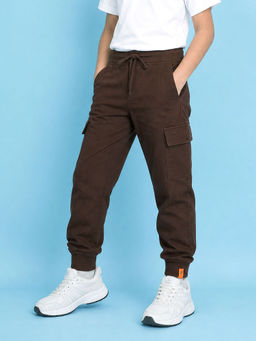 KiddoPanti - Boys Cotton Knit Solid Cargo Jogger