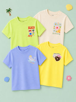Kidbea - Unisex Bamboo Comfortable Print T-Shirts (Pack of 4 )