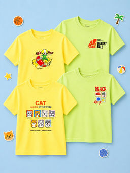 Kidbea - Unisex Bamboo Comfortable Print T-Shirts (Pack of 4 )