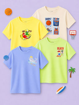Kidbea - Unisex Bamboo Comfortable Print T-Shirts (Pack of 4 )