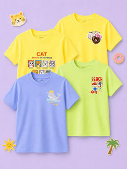 Kidbea - Unisex Bamboo Comfortable Print T-Shirts (Pack of 4 )