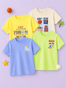 Kidbea - Unisex Bamboo Comfortable Print T-Shirts (Pack of 4 )