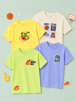 Kidbea - Unisex Bamboo Comfortable Print T-Shirts (Pack of 4 )