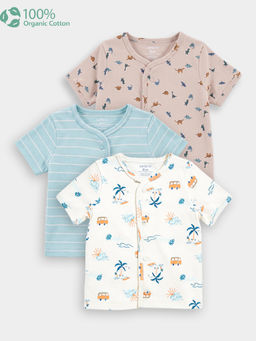 Carter's - Organic Cotton Front Open T-Shirt In Assorted Prints (Pack of 3)