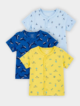 Carter's - Organic Cotton Front Open T-Shirt In Assorted Prints (Pack of 3)