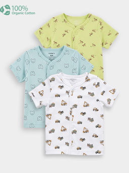 Carter's - Organic Cotton Front Open T-Shirt In Assorted Prints (Pack of 3)