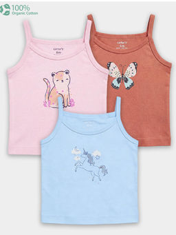 Carter's - Organic Cotton Camisoles Prints Anti Microbial Finish (Pack of 3)