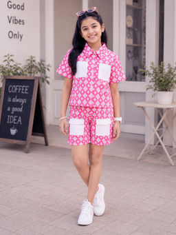 KiddoPanti - Cotton Woven Printed Half Sleeve Shirt Co Ord Set