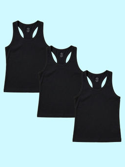 KiddoPanti - Cotton Spandex Sleeveless Rib Racer Back Tank Top (Pack of 3)
