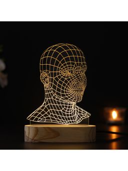 eCraftIndia - AI Digital Human Face Design Decorated Table Night Lamp, Rechargeable Battery