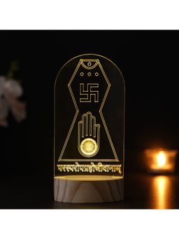 eCraftIndia - Jain Symbol Design Decorated Table Night Lamp with Rechargeable Battery