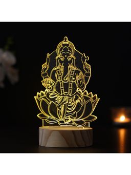 eCraftIndia - Lord Ganesha On Lotus Design Table Night Lamp with Rechargeable Battery