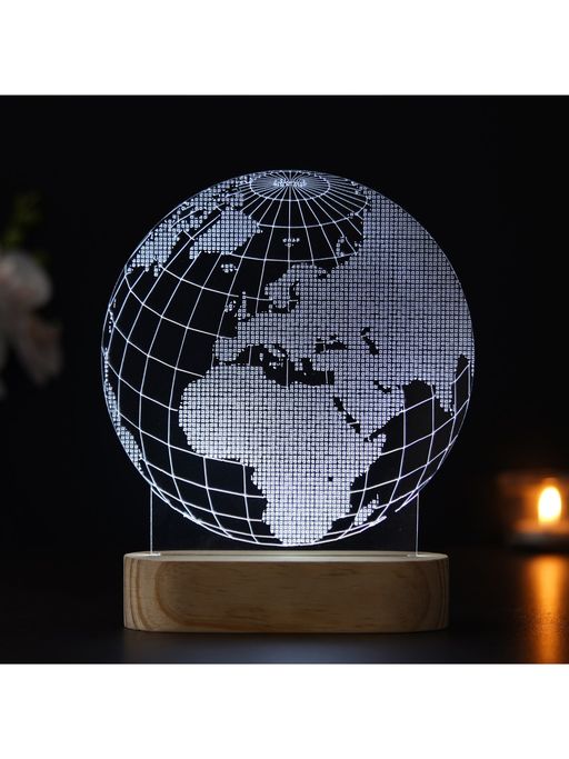 eCraftIndia Globe Design Decorated Table Night Lamp with Rechargeable Battery