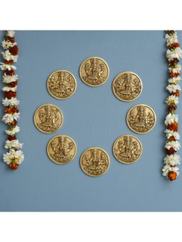 eCraftIndia - Set of 8 Round Shape Brass Astha Lakshmi Wall Hangings
