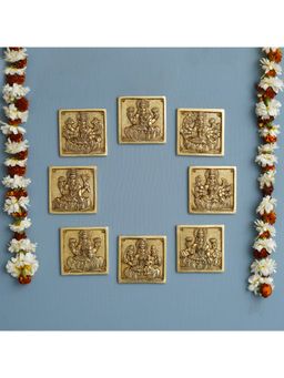 eCraftIndia - Set of 8 Square Shape Brass Astha Lakshmi Wall Hangings