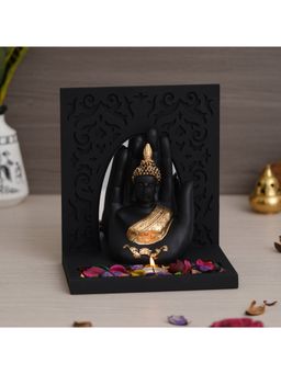 eCraftIndia - Palm Buddha Showpiece with Rectangle Fragranced Petals & Tealight