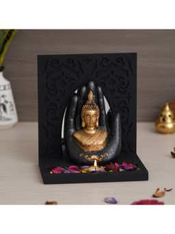 eCraftIndia - Palm Buddha Showpiece with Rectangle Fragranced Petals & Tealight