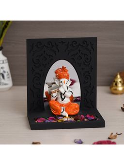 eCraftIndia - Ganesha Playing Flute Showpiece with Rectangle Fragranced Petals & Tealight