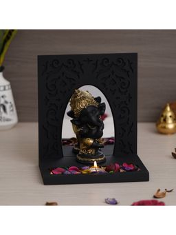 eCraftIndia - Baal Ganesh Dancing Showpiece with Wooden Base, Fragranced Petals & Tealight