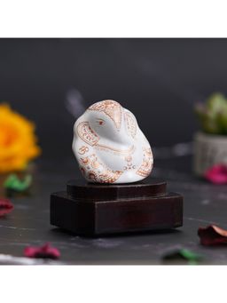 eCraftIndia - Handcrafted Polyresin White & orange Lord Ganesha Idol
