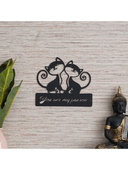 eCraftIndia - 2 Cats with You Are My Person Quote Black Wooden Cut Out Wall Hanging