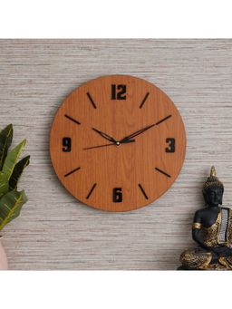 eCraftIndia - Brown Round Shape Wooden Wall Clock