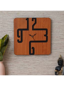 eCraftIndia - Brown Creative Square Designer Wooden Wall Clock