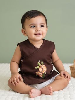 Keebee Organics - Cotton Embroidered Brown Baby Jabla