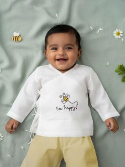 Keebee Organics - Cotton Embroidered White Baby Jabla