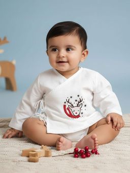 Keebee Organics - Cotton Embroidered White Baby Jabla