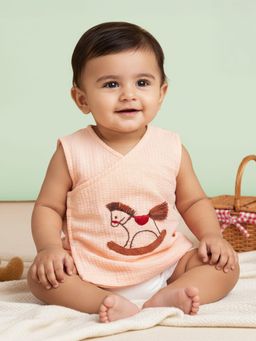 Keebee Organics - Cotton Embroidered Peach Baby Jabla