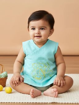 Keebee Organics - Cotton Embroidered Turquoise Baby Jabla