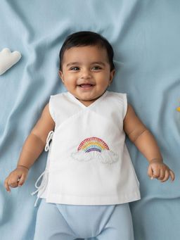 Keebee Organics - Cotton Embroidered White Baby Jabla