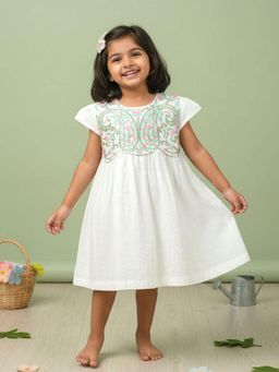 Keebee Organics - Cotton Paisley Embroidered White Dress