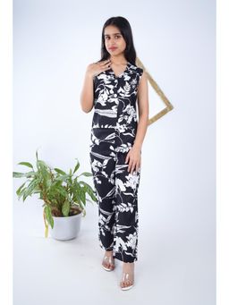 Titrit - Cotton Collar Neck Sleeveless Co-Ord Set-Black