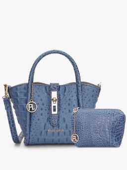 Pelle Luxur - Alessandra Blue Hand Bag for Women (Set of 2)