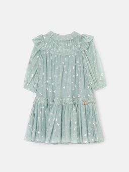 ANGEL & ROCKET - Georgie Mint Glitter Bow Print Mesh Dress