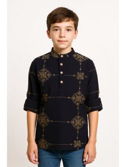 CHARCHIT - Boys Cotton Casual Embroidered Regular Short Kurta Shirt