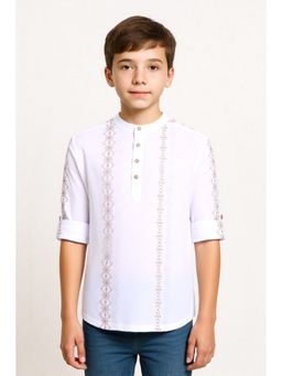 CHARCHIT - Boys Cotton Casual Embroidered Regular Short Kurta Shirt