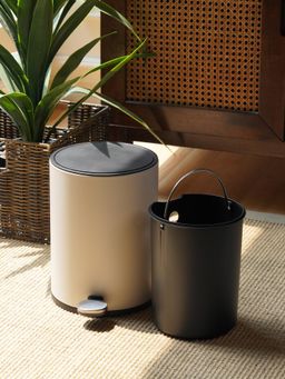 Pure Home + Living - White Steel Round Pedal Waste Bin with Lid
